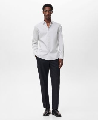 MANGO - Men's Regular-Fit Striped Cotton Shirt
