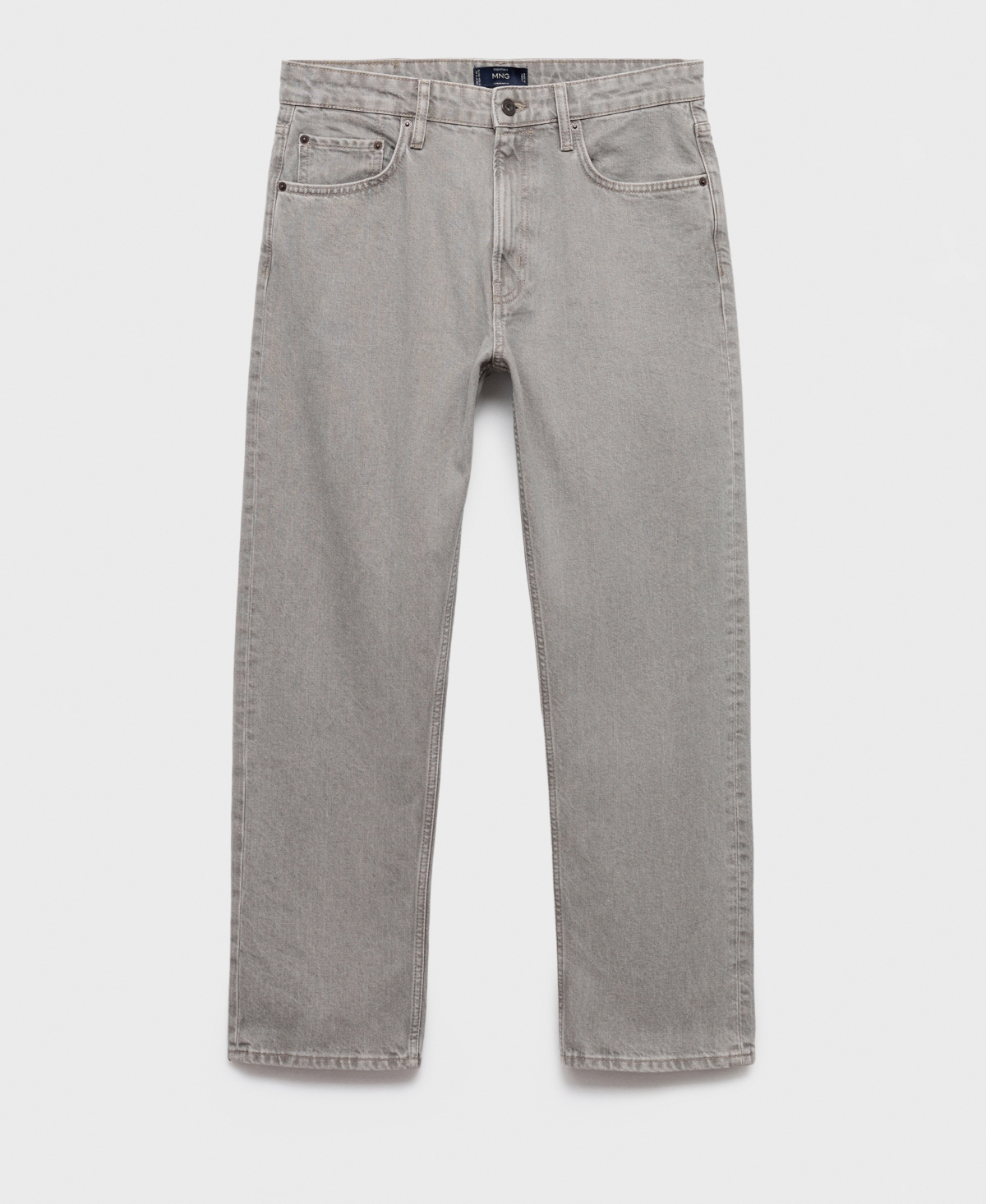 Mango Moby Straight Fit Cotton Jeans In Gray
