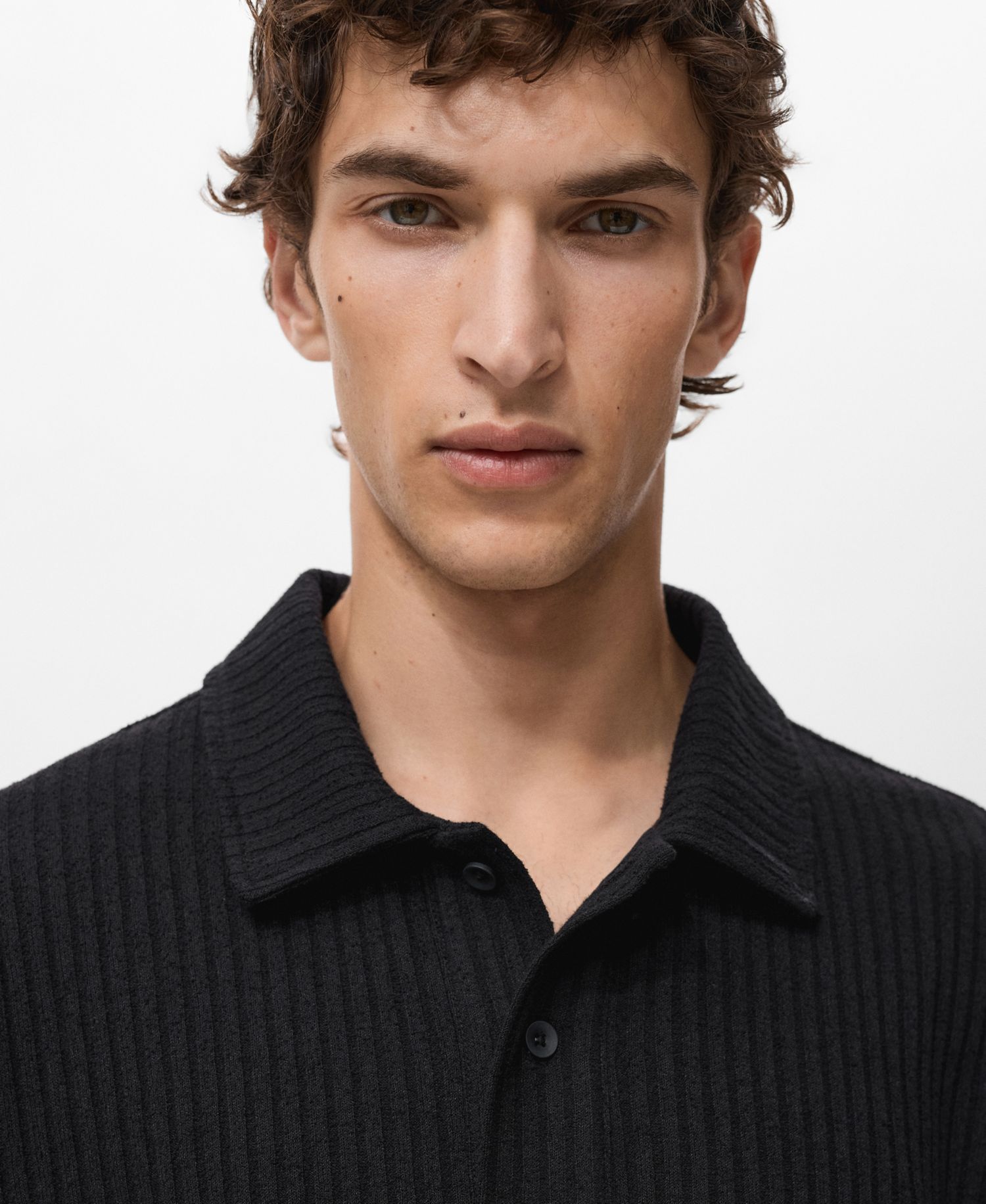 Men's Textured Knitted Polo Shirt