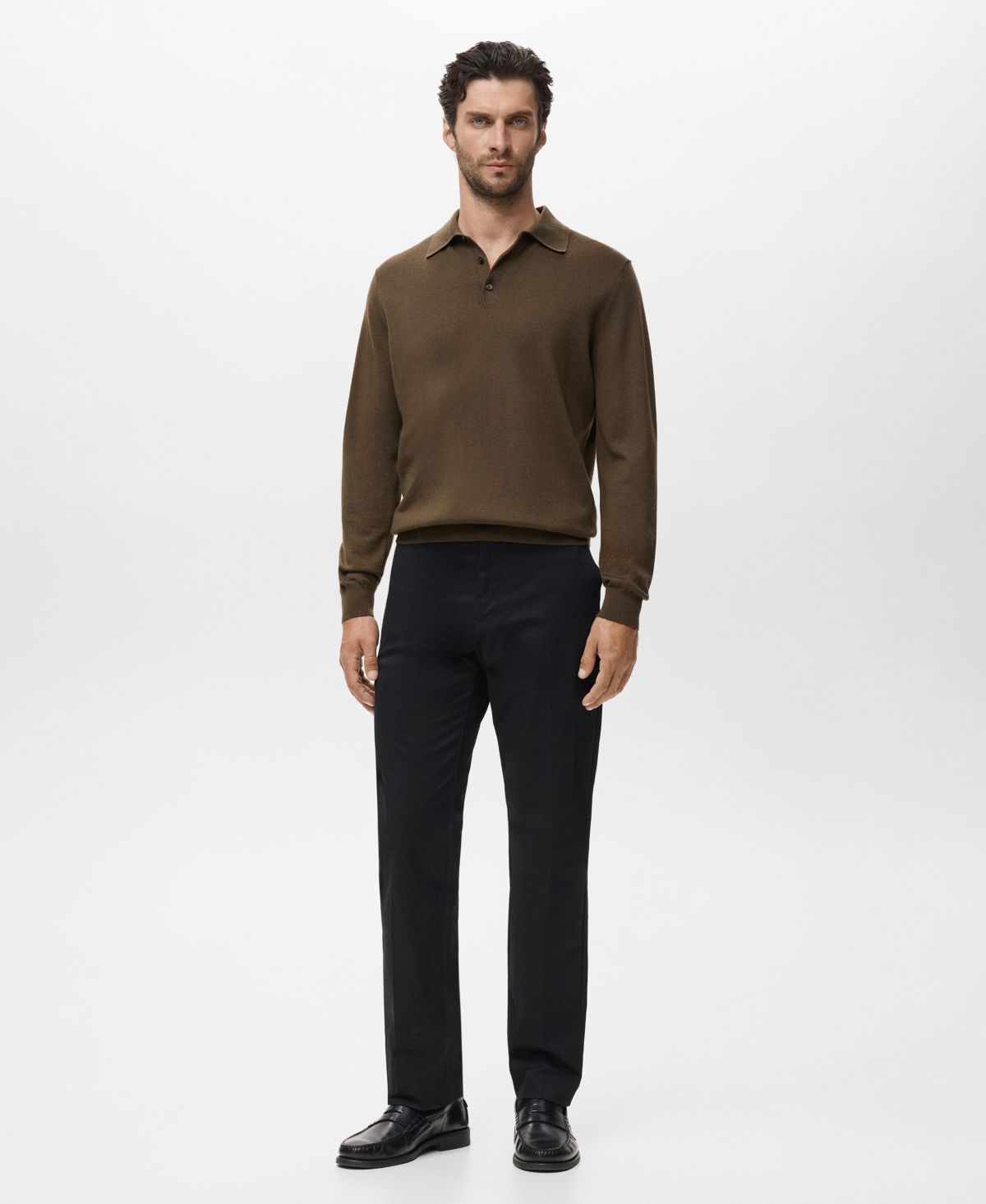 Мужской шерстяной вязаный свитер поло