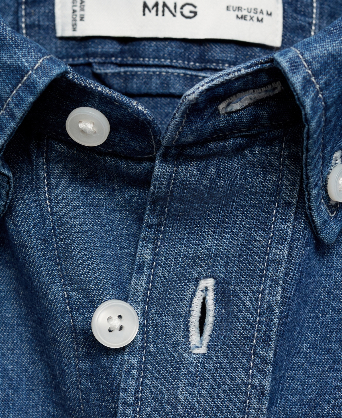 Mango Regular Fit Cotton & Linen Denim Button-down Shirt In Blue