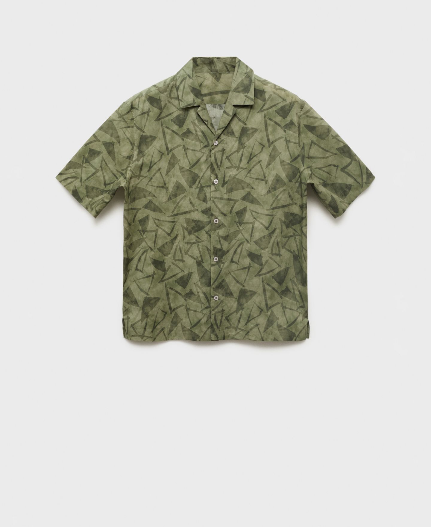 Мужская рубашка Mango Printed Bowling, цвет: Тёмный зелёный — фото 2