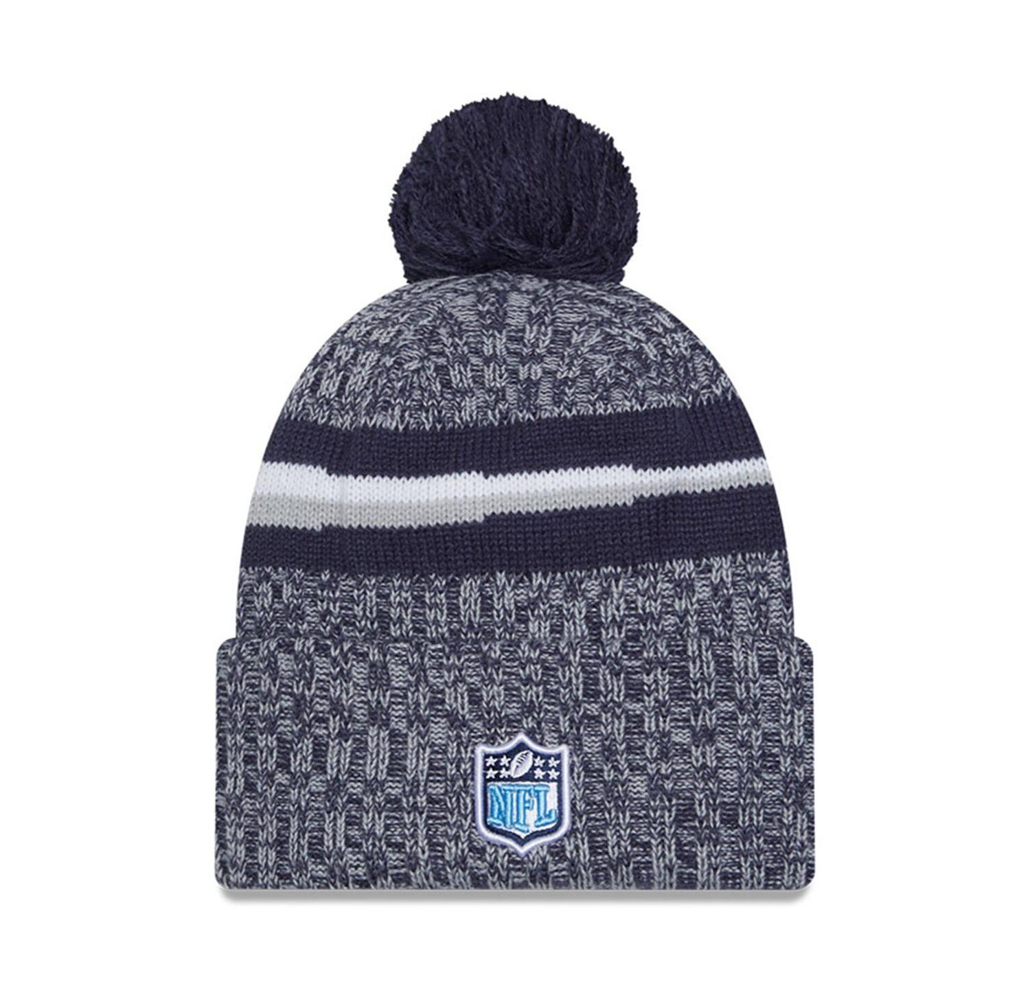 Men's Navy Tennessee Titans 2023 Sideline Pom with Cuffed Knit Hat