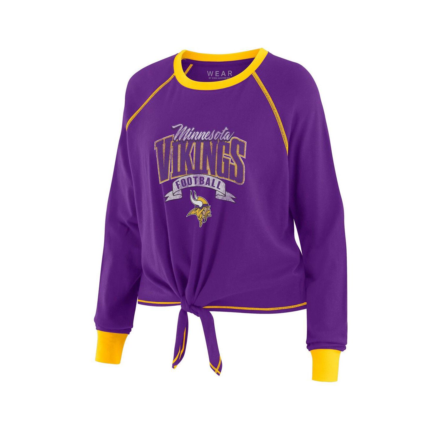 Women's Purple/Gold Minnesota Vikings Tie-Front Long Sleeve Top