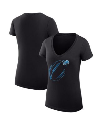 G-III 4Her by Carl Banks - Women's Black Detroit Lions Super-Slim Fit Lightweight Subtle Football V-Neck T-Shirt