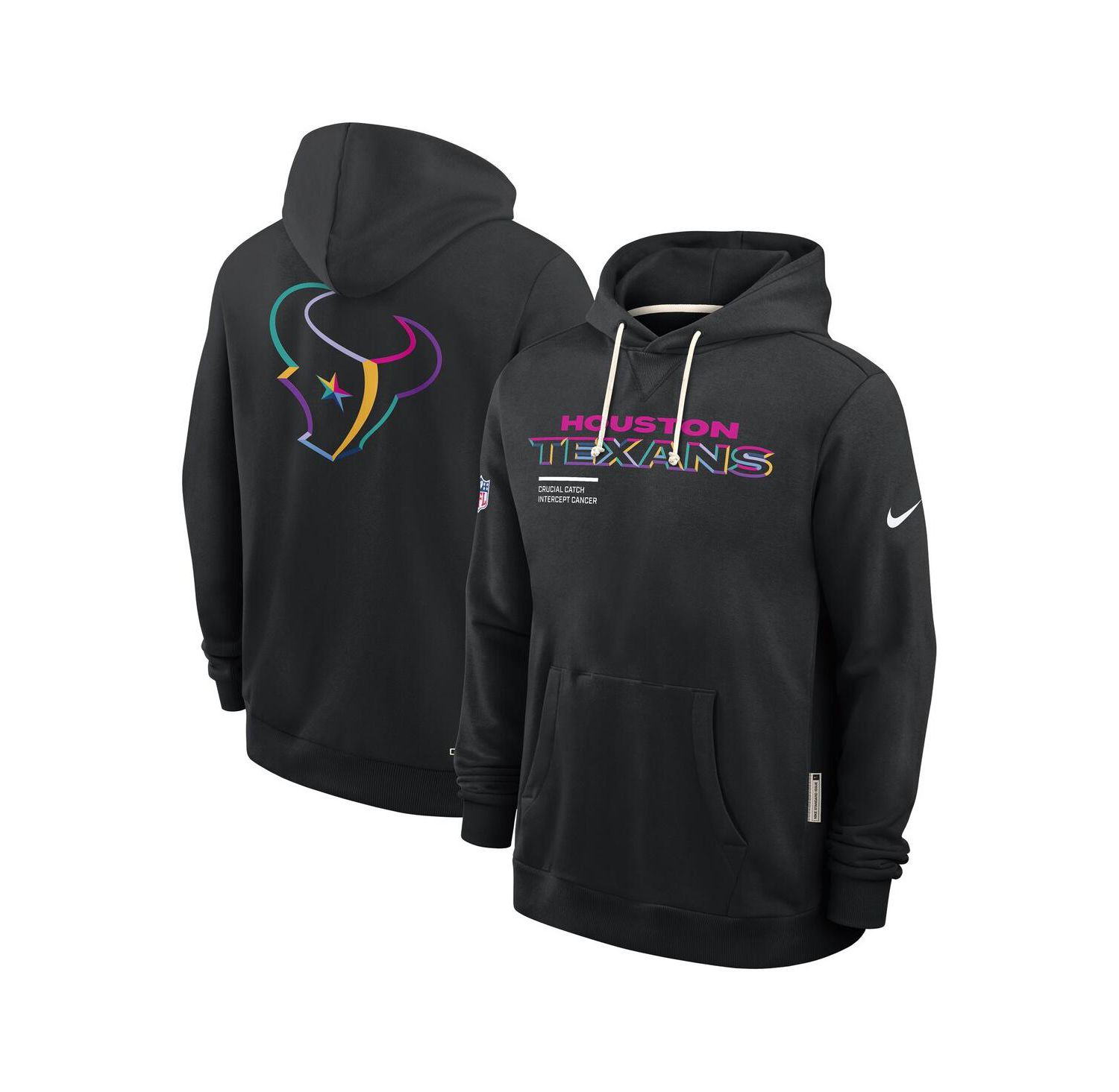 Men's Black Houston Texans 2025 NFL Crucial Catch Sideline Standard Issue Dri-FIT Hoodie
