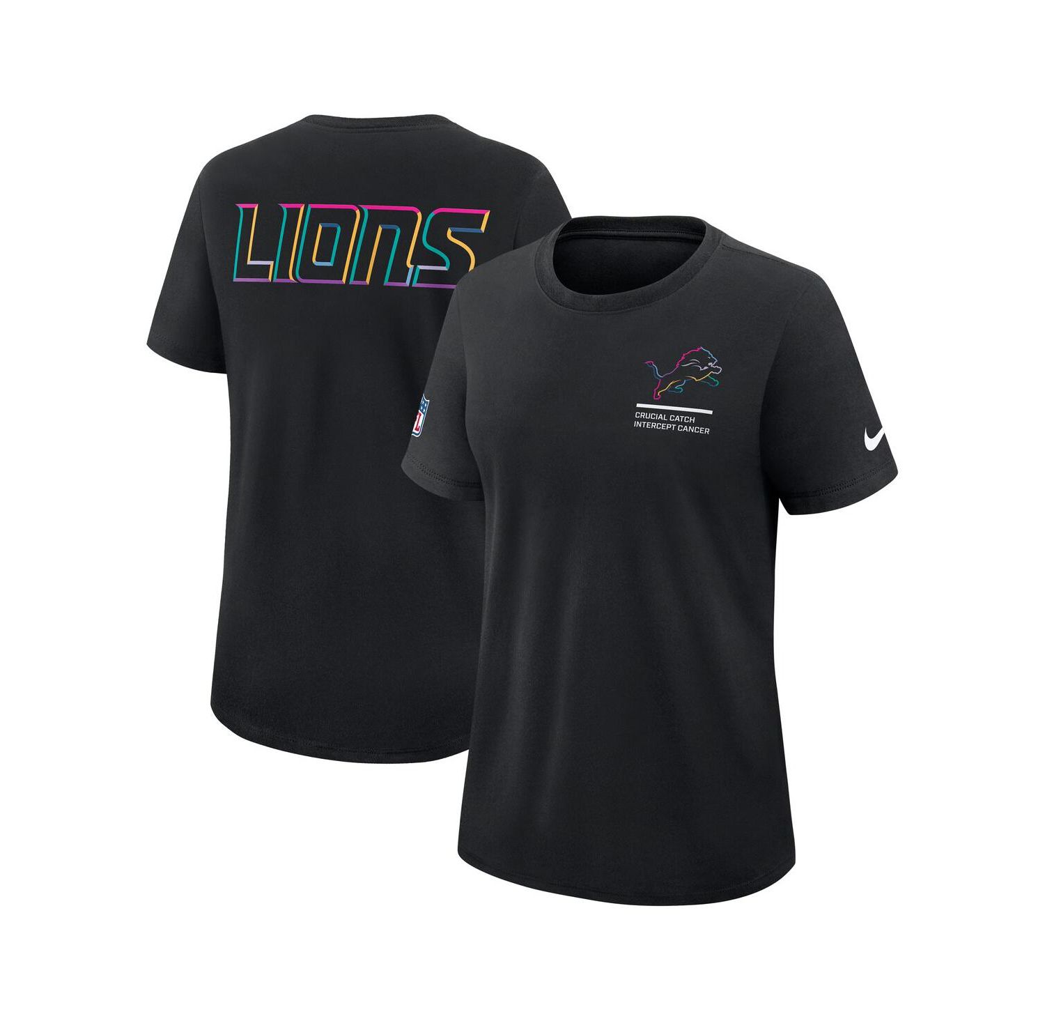 Women's Black Detroit Lions 2025 NFL Crucial Catch Tri-Blend Dri-FIT T-Shirt