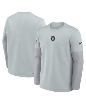 Men's Silver Las Vegas Raiders Sideline Scripted to Win Performance Long Sleeve T-Shirt