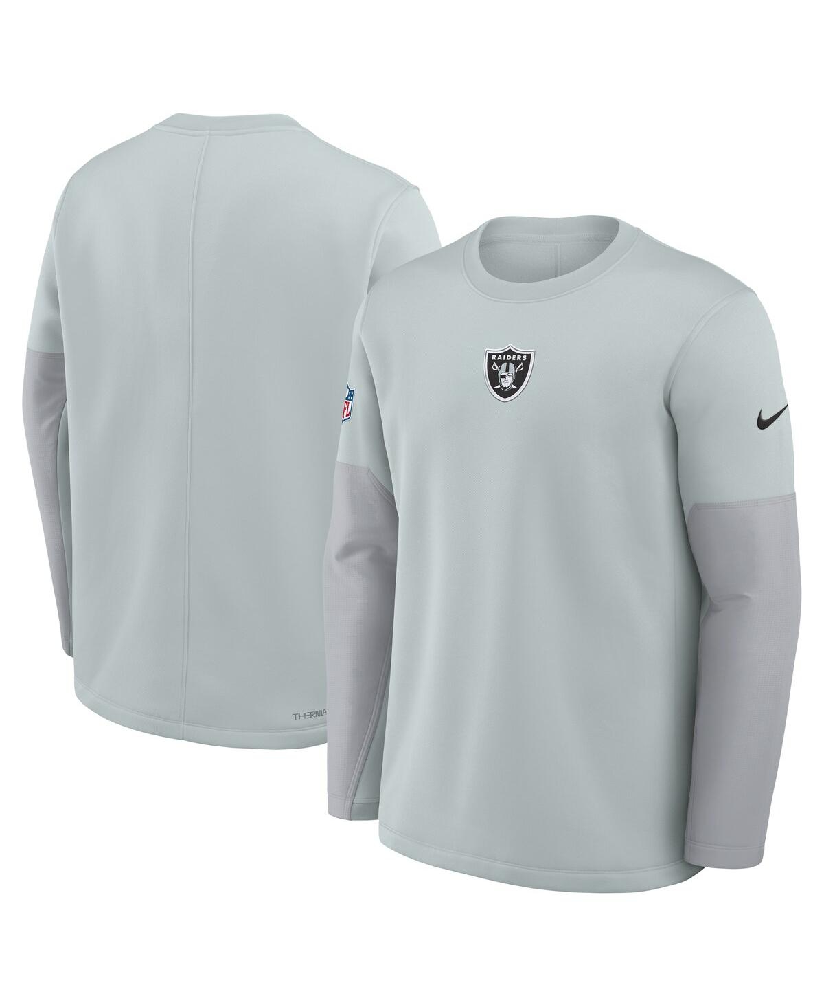 Nike Men's Silver Las Vegas Raiders Sideline Scripted to Win Performance Long Sleeve T-Shirt