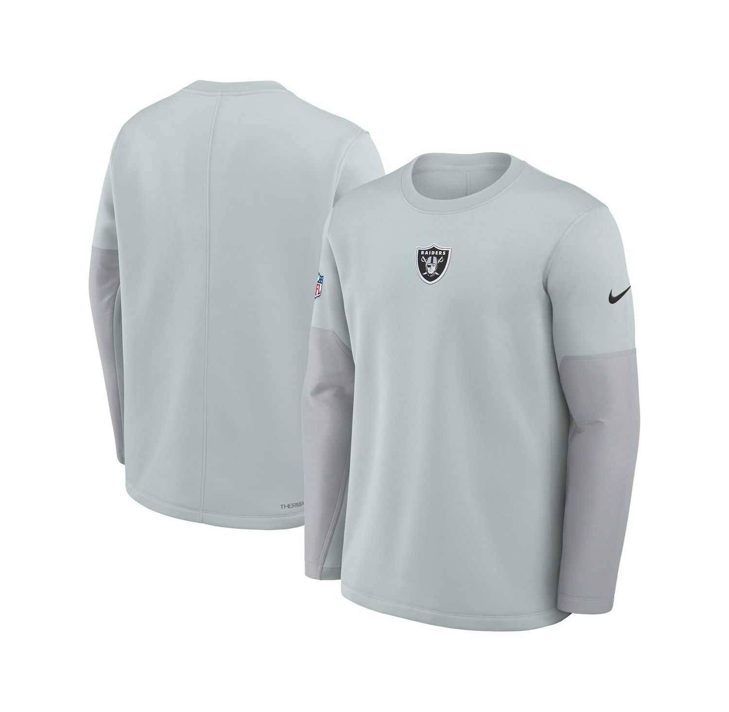 Men's Silver Las Vegas Raiders Sideline Scripted to Win Performance Long Sleeve T-Shirt