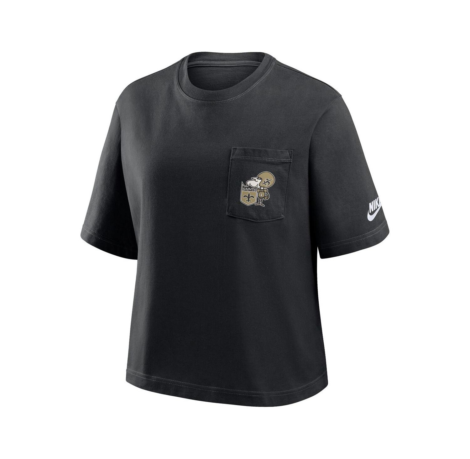 Women's Black New Orleans Saints Rewind Pocket Boxy T-Shirt