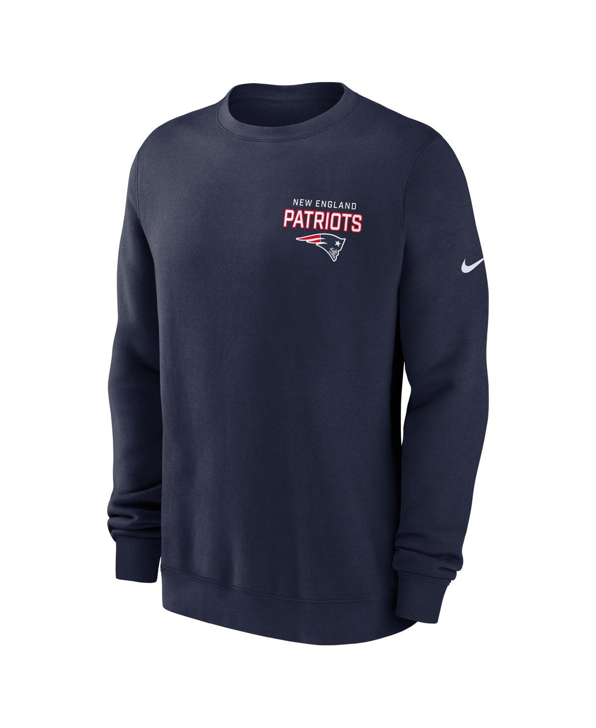 Nike Men's Navy New England Patriots Primetime Club Fleece Pullover Sweatshirt In Blue