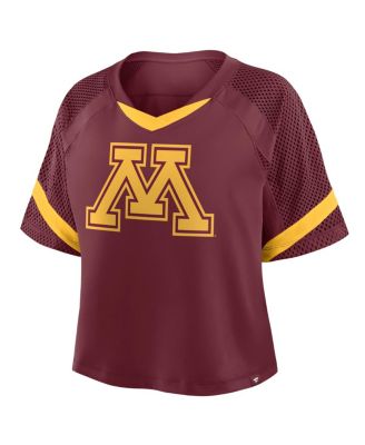 Women's Maroon Minnesota Golden Gophers Oversized Raglan V-Neck Fashion Jersey
