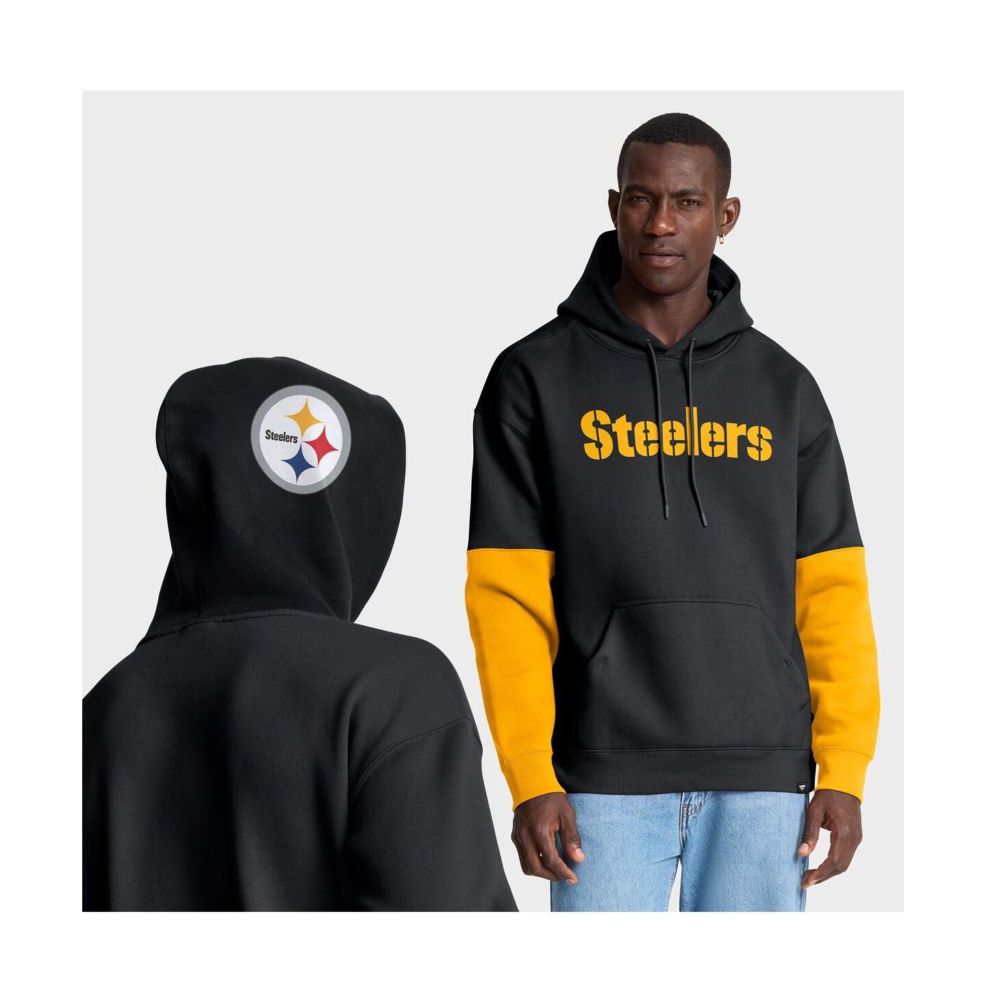 Мужское худи Fanatics Black Pittsburgh Steelers Helmet Pullover — фото 1