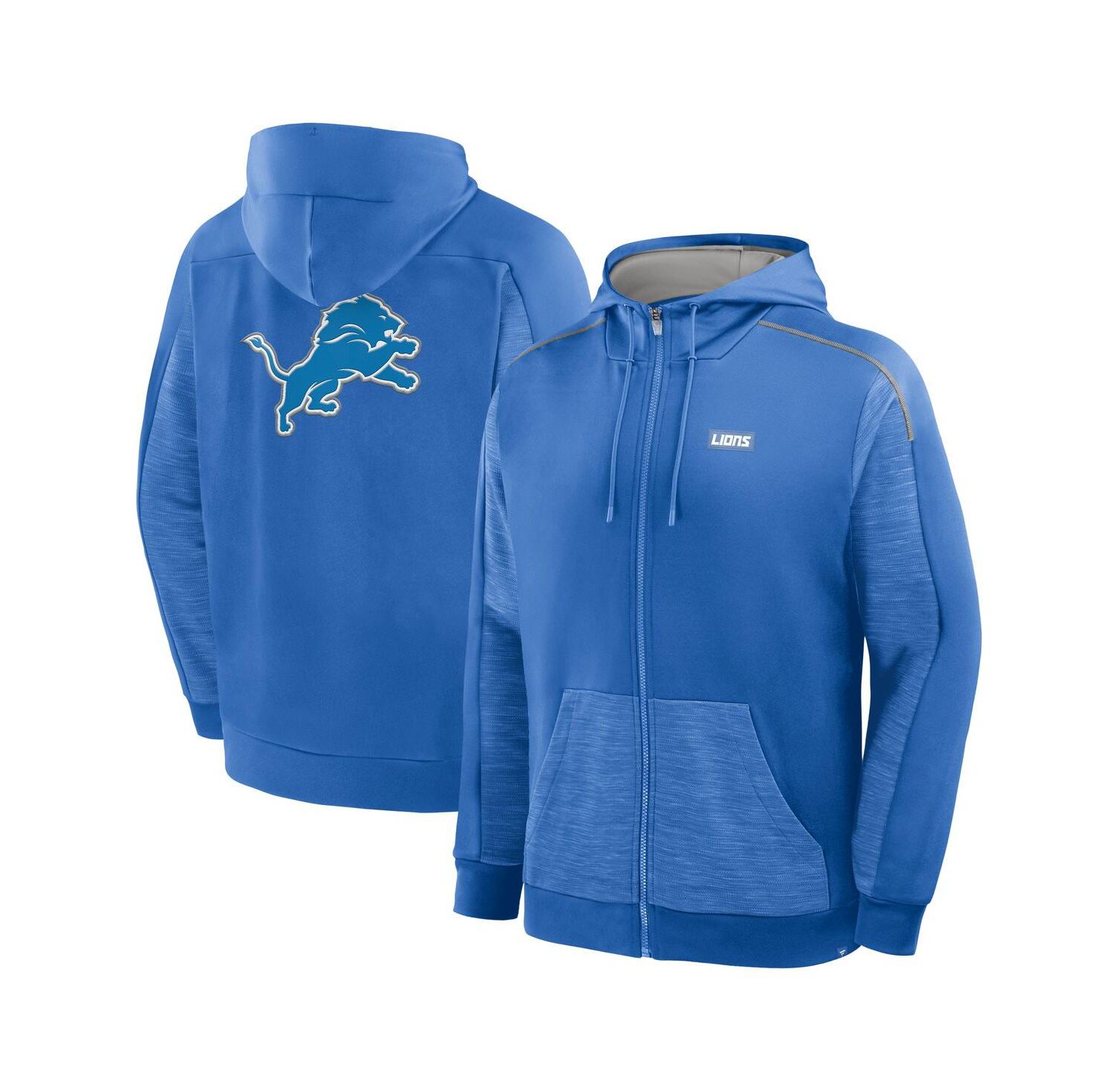 Men's Blue Detroit Lions Checkdown Pass Full-Zip Hoodie