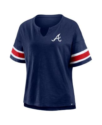 Women's Navy Atlanta Braves Curl Route T-Shirt