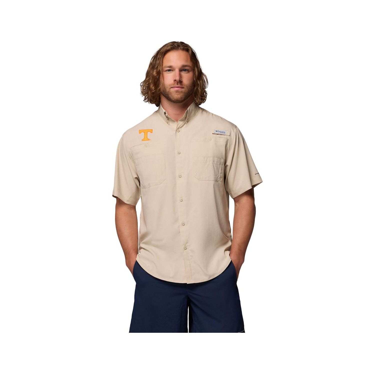 Men's Tan Tennessee Volunteers Tamiami Omni-Shade Button-Down Shirt