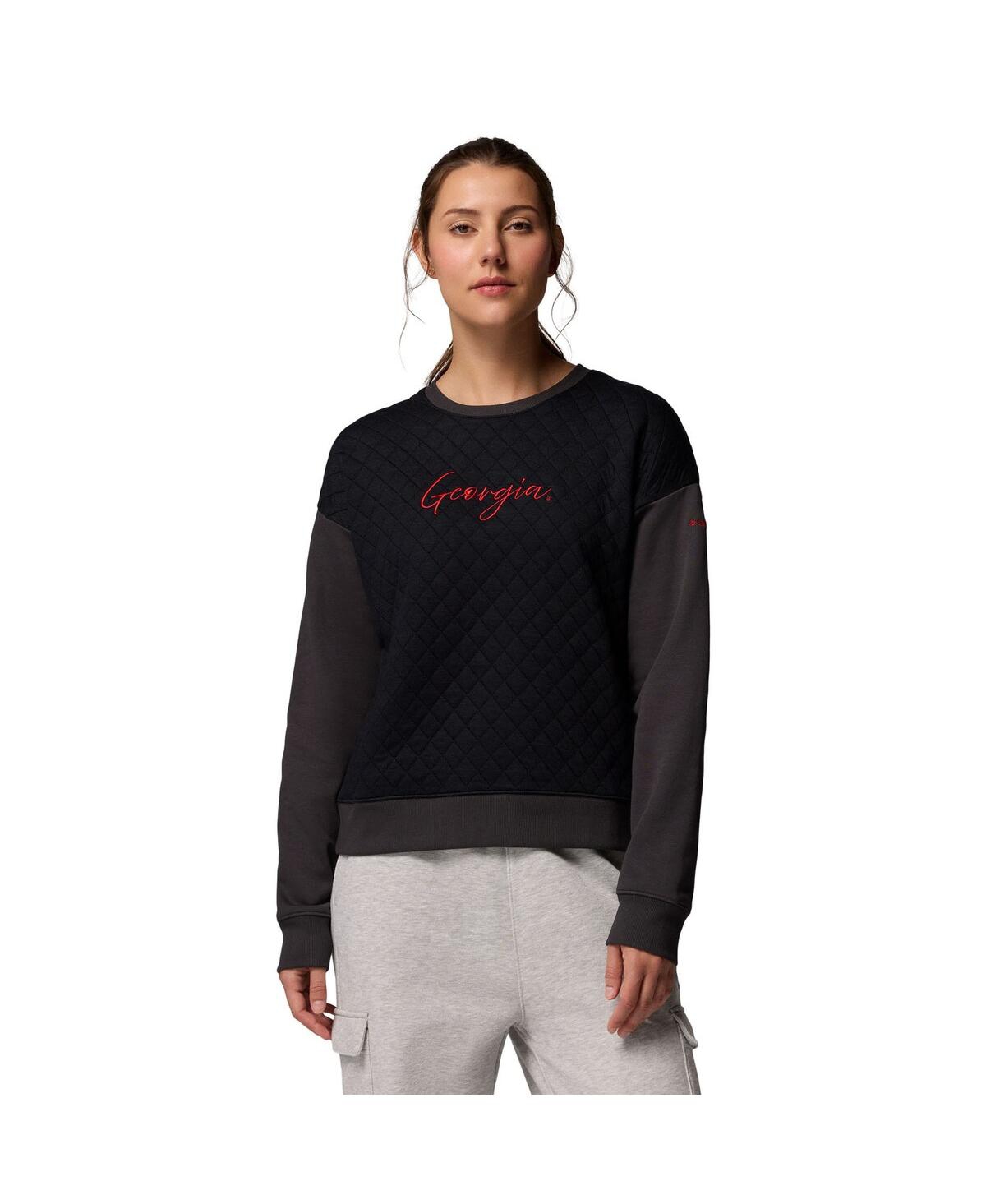 Columbia Women's Black Georgia Bulldogs Collegiate Hart Mountain Quilted Sweatshirt In Black