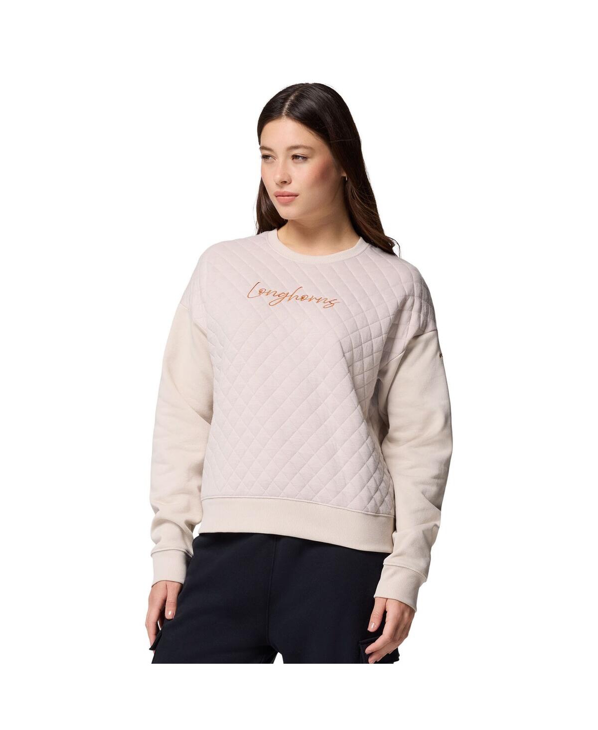 Columbia Women's Cream Texas Longhorns Collegiate Hart Mountain Quilted Sweatshirt In White