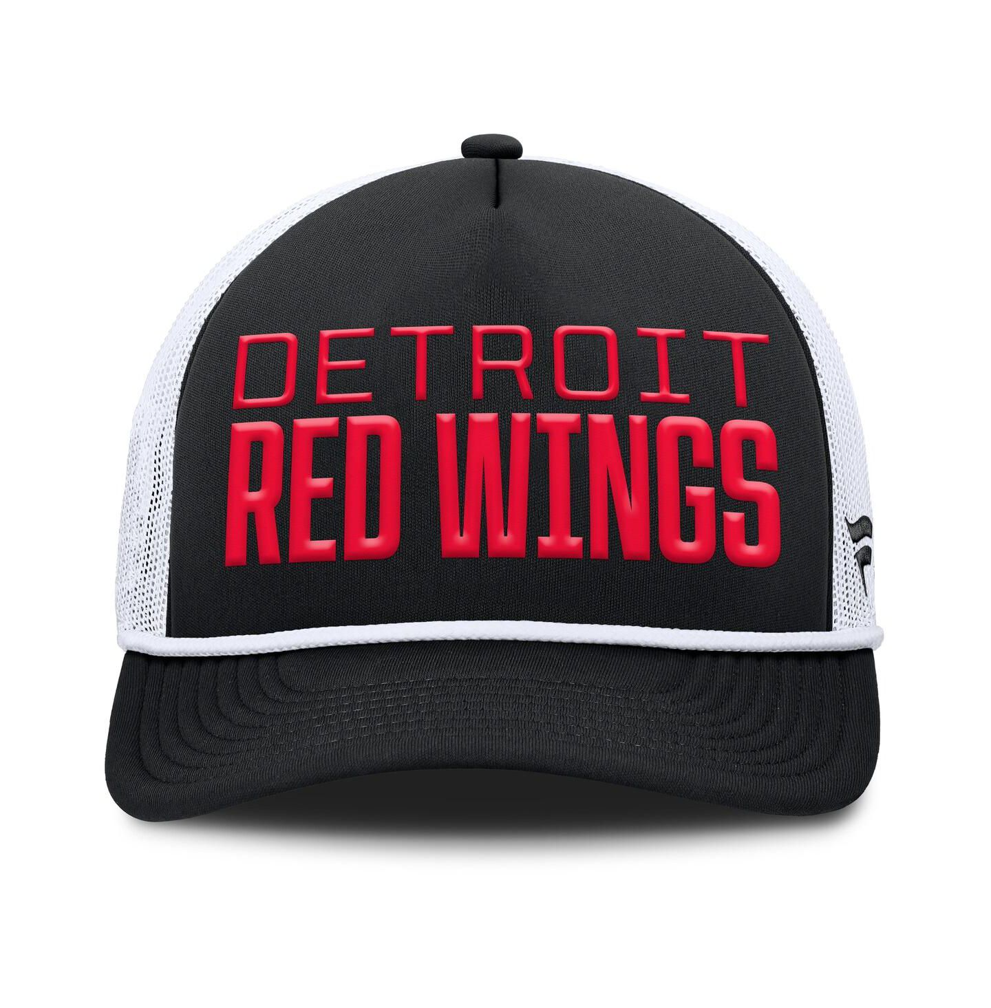 Мужская кепка Fanatics Black/White Detroit Red Wings Heritage Dutch A-Frame Trucker Adjustable Hat — фото 2