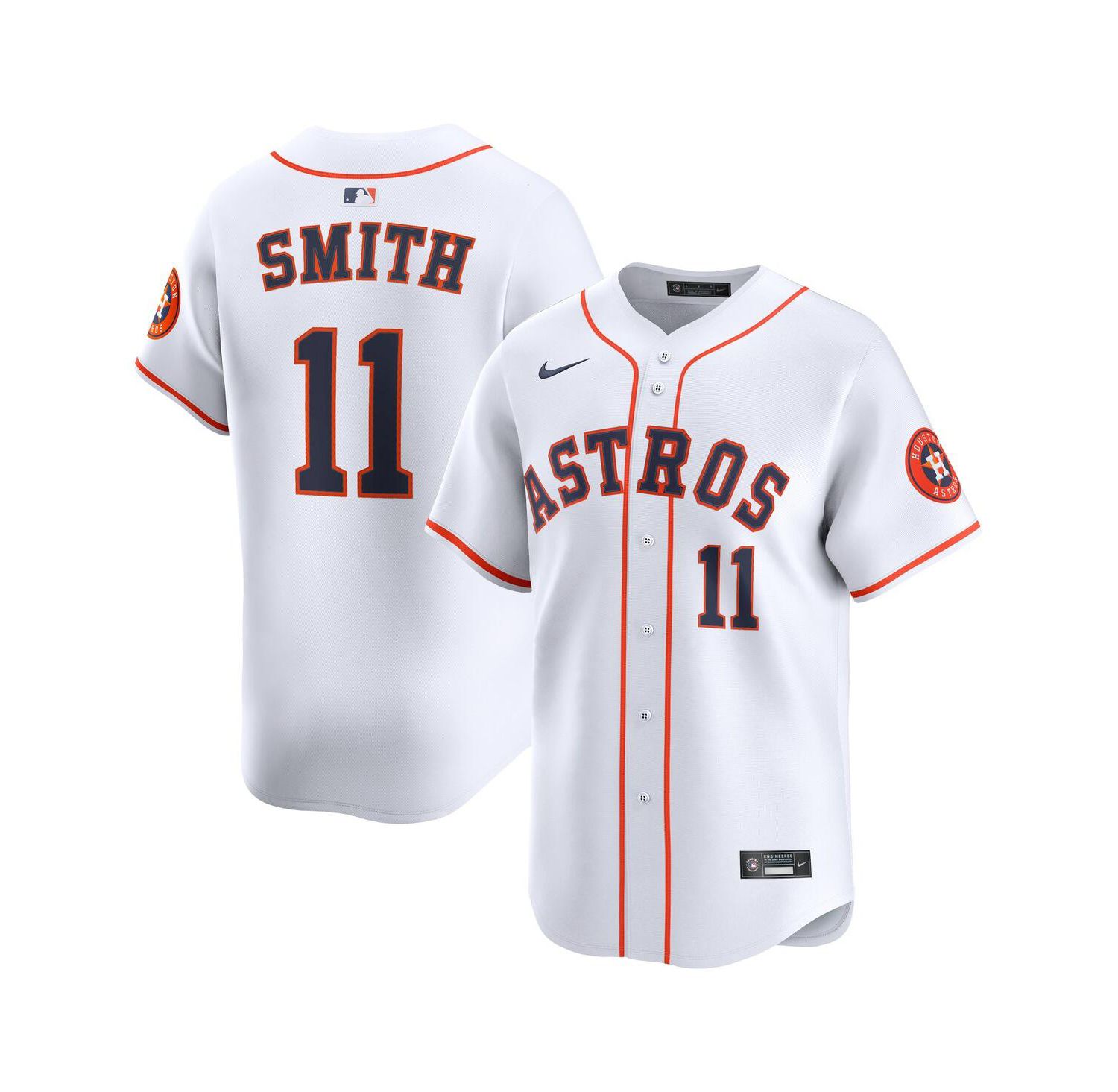 Men's Cam Smith 11 White Houston Astros Home Limited Player Jersey