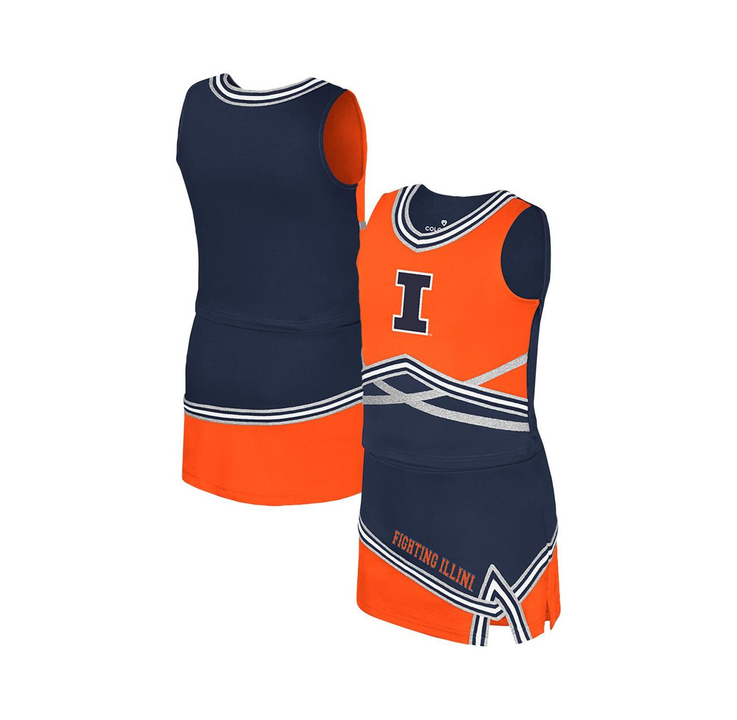 Big Girls 2-Piece Navy Illinois Fighting Illini Lollipop Park Cheer Set