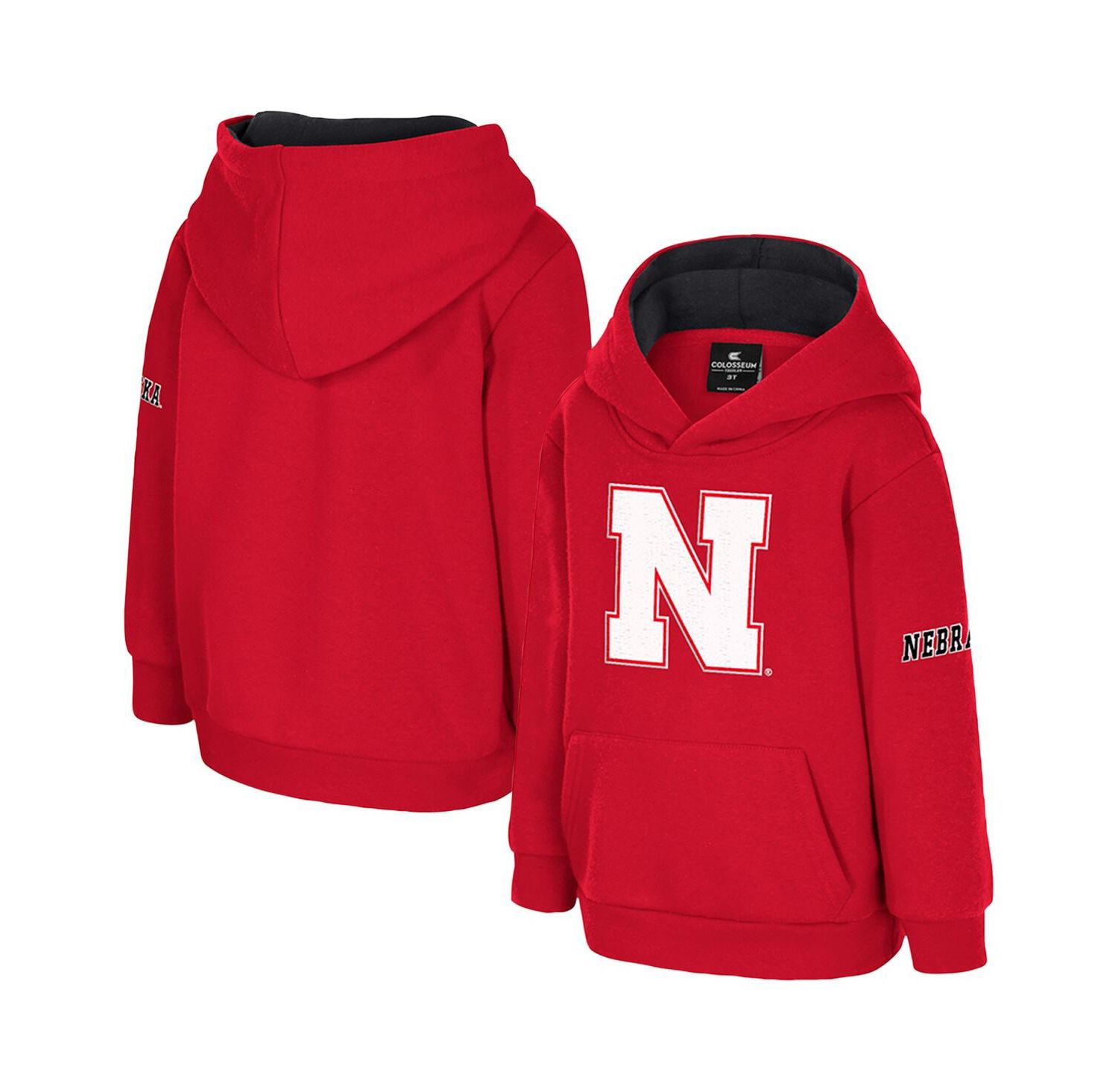 Toddler Scarlet Nebraska Huskers Big Logo Volume Fleece Pullover Hoodie