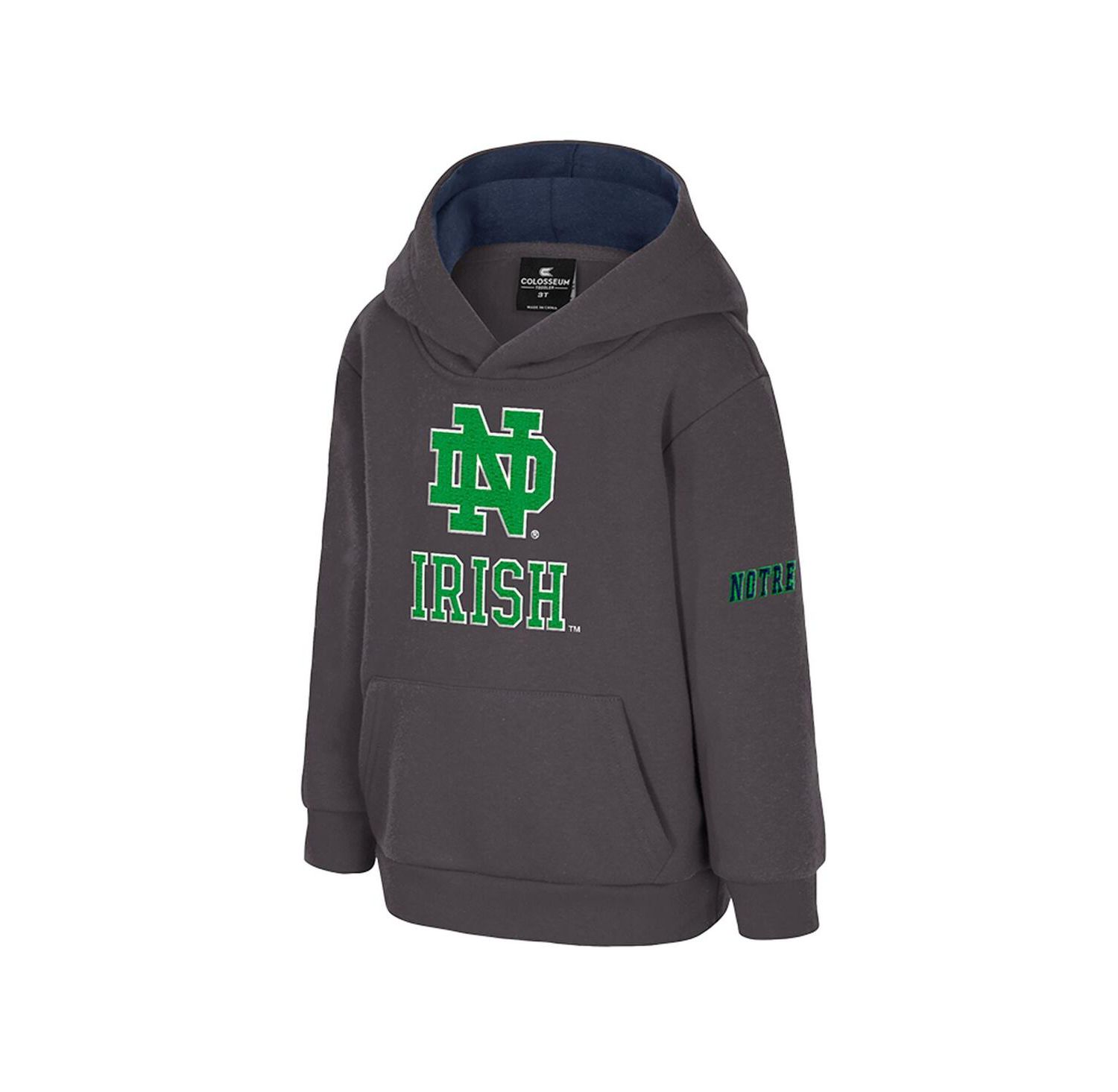 Toddler Charcoal Notre Dame Fighting Irish Big Logo Volume Fleece Pullover Hoodie