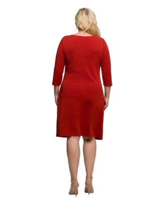 Plus Size Three Quarter Sleeve Ruched Tulip Hem Mini Dress