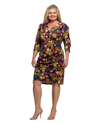 Plus Size Floral Print Faux Wrap Dress