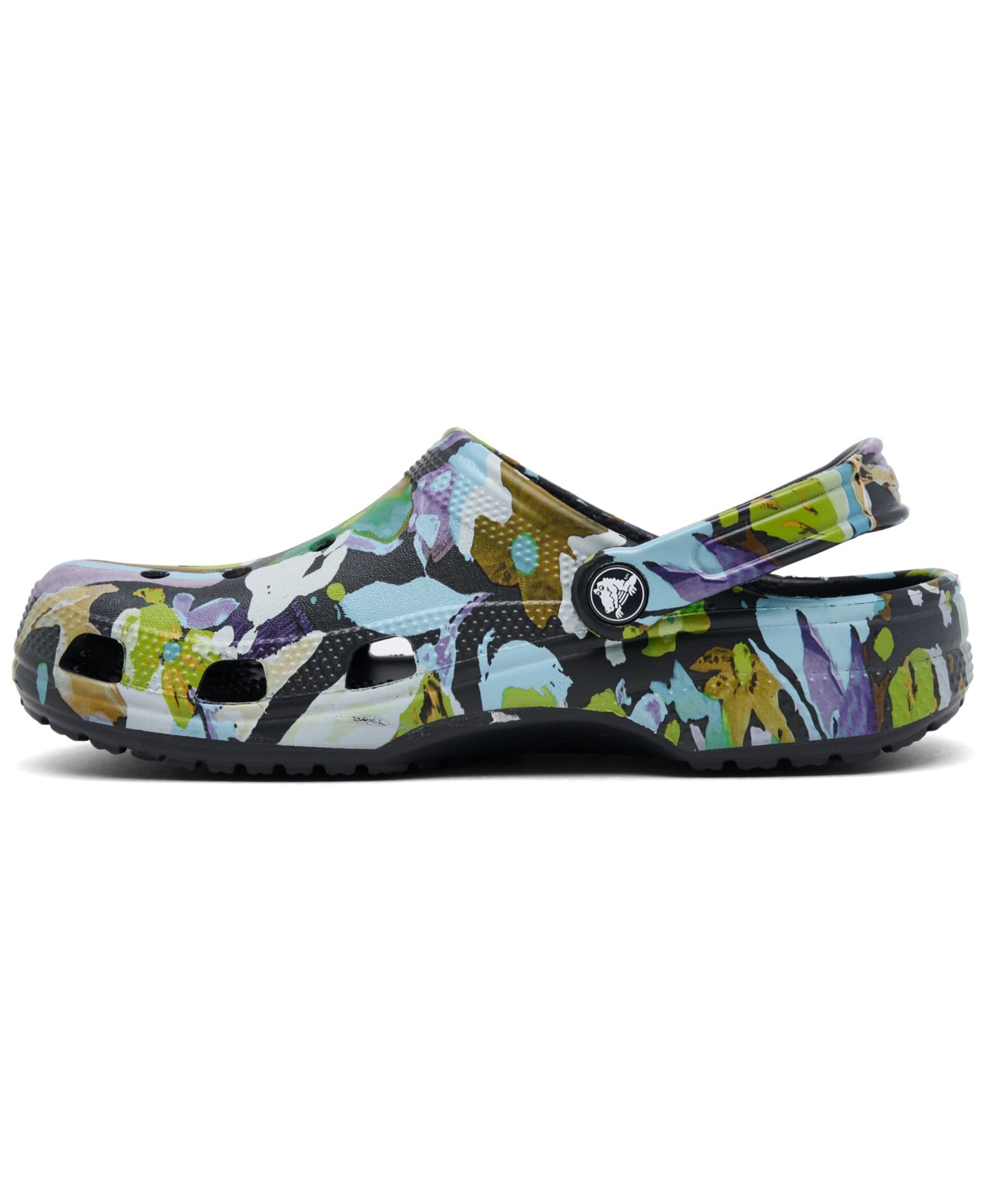 Женские сабо Crocs Classic Painted Floral, цвет: Чёрный песочный — фото 2