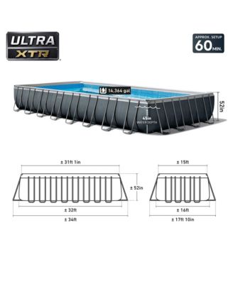 32' x 16' x 52" Ultra XTR Rectangular Outdoor Swimming Pool Set with Pump