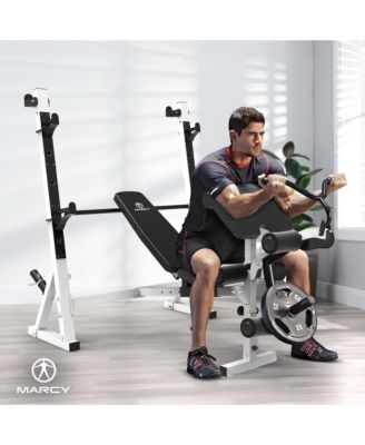 Olympic Weight Bench, Home Gym Exercise Equipment Workout Machine, White