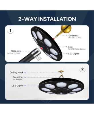 Solar Flag Pole Light 136 LED 2600mAh Bright White 7000K for 15 to 30 Ft Poles