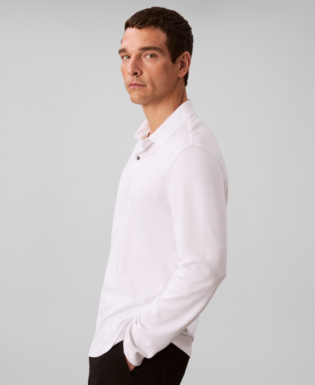 Calvin Klein Men's Long Sleeve Polo Shirt In White