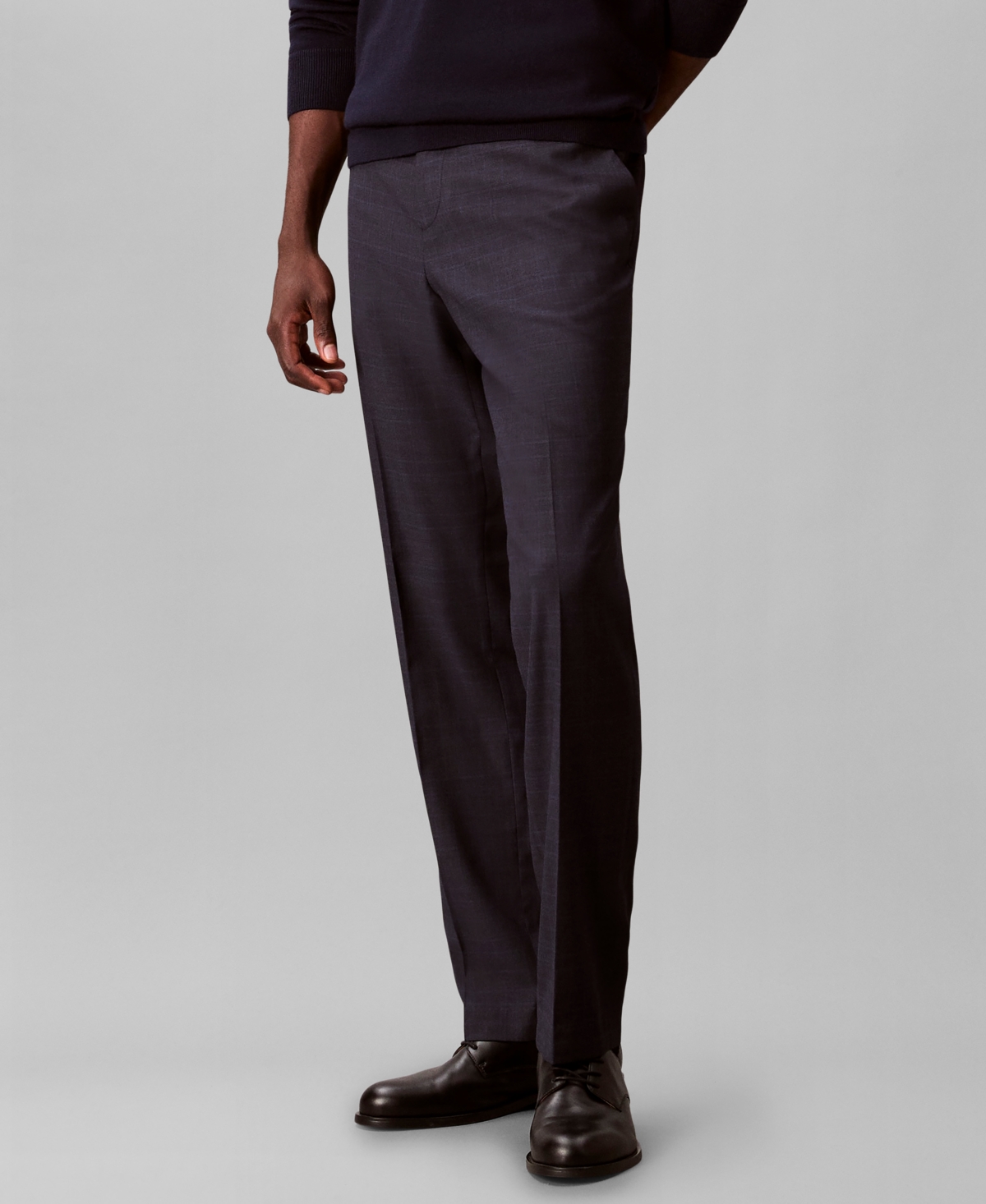 Calvin Klein Men's Viscose Blend Check Slim Trouser In Purple