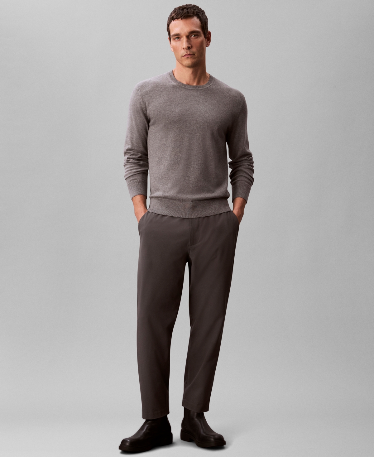 Calvin Klein Men's Regular Fit Elastic Jogger Pants In Gray