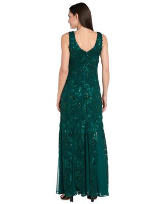Petite Sequin Detail Godet Formal Dress