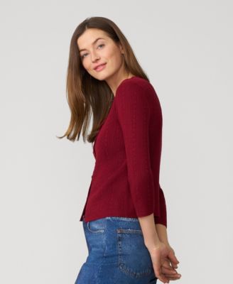 Women's Textured Rib Crewneck Cardigan