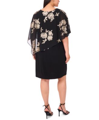 Plus Size Round Neck Overlay Dress