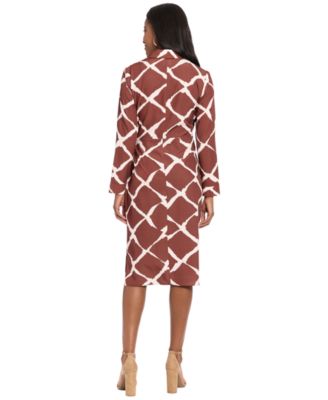 Petite Long-Sleeve Sarong Skirt Midi Dress