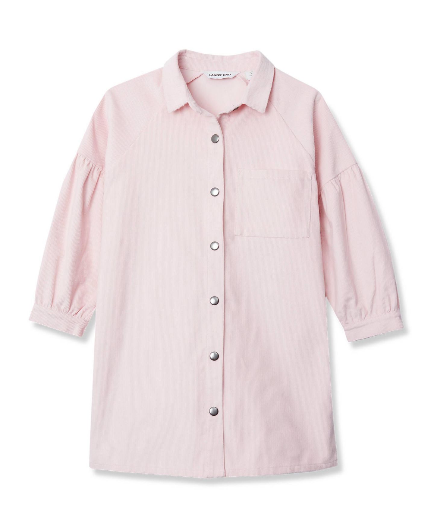 Платье Lands' End Sleeve Corduroy Shirt Dress для девочек, цвет: Бледный розовый — фото 1