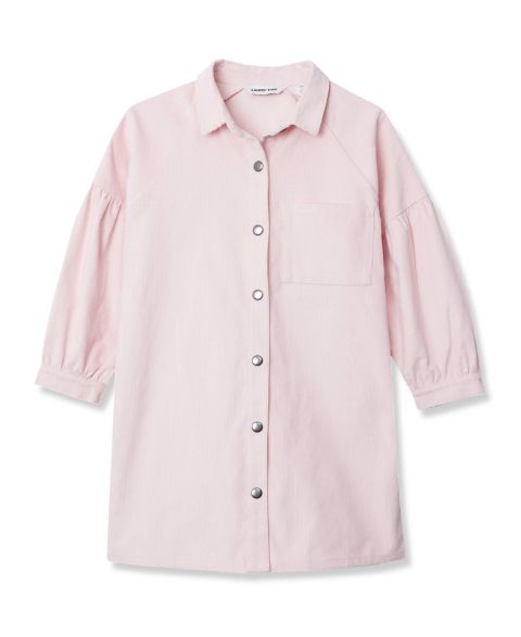 Платье Lands' End Sleeve Corduroy Shirt Dress для девочек, цвет: Бледный розовый