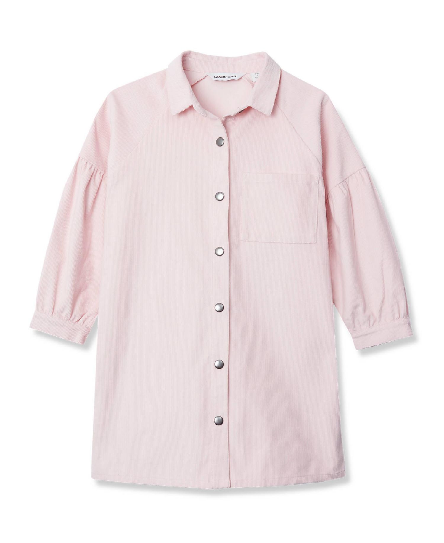 Girls 3/4 Sleeve Corduroy Shirt Dress