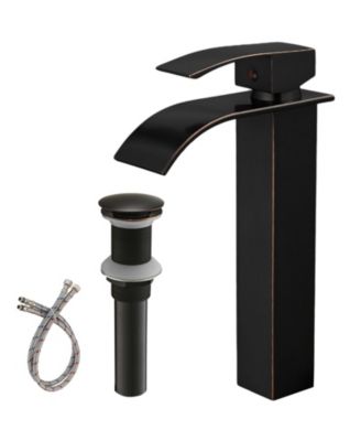 Waterfall Single Hole Single Handle Bathroom Vessel Sink Faucet With Pop-up Drain Assembly