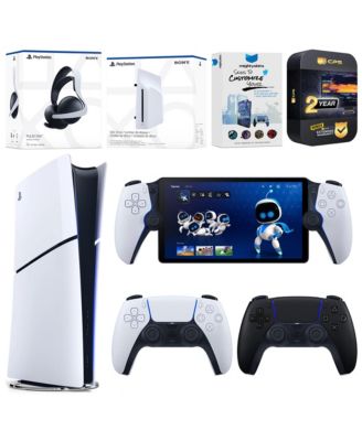 PlayStation 5 Slim Digital Bundle with Disc Drive, Extra Controller, Pulse Elite Headset, PlayStation Portal, MightySkins Voucher