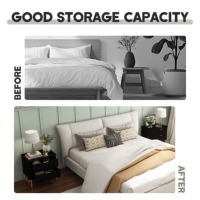 2-Drawer Nightstand with Metal Base