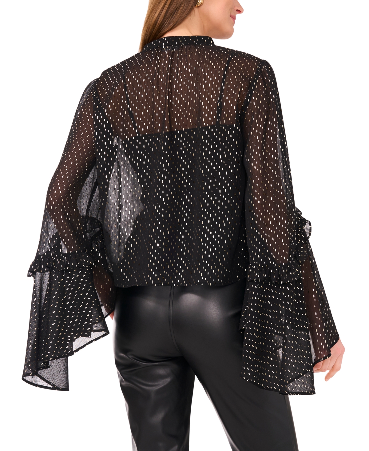 Vince Camuto Women's Ruffle Front Long Sleeve Top
