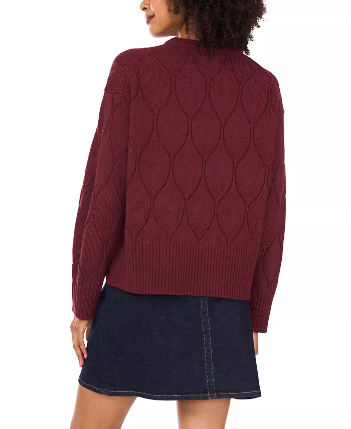 Women's Crewneck Textured Knit Pattern Long-Sleeve Sweater - thumbnail 8