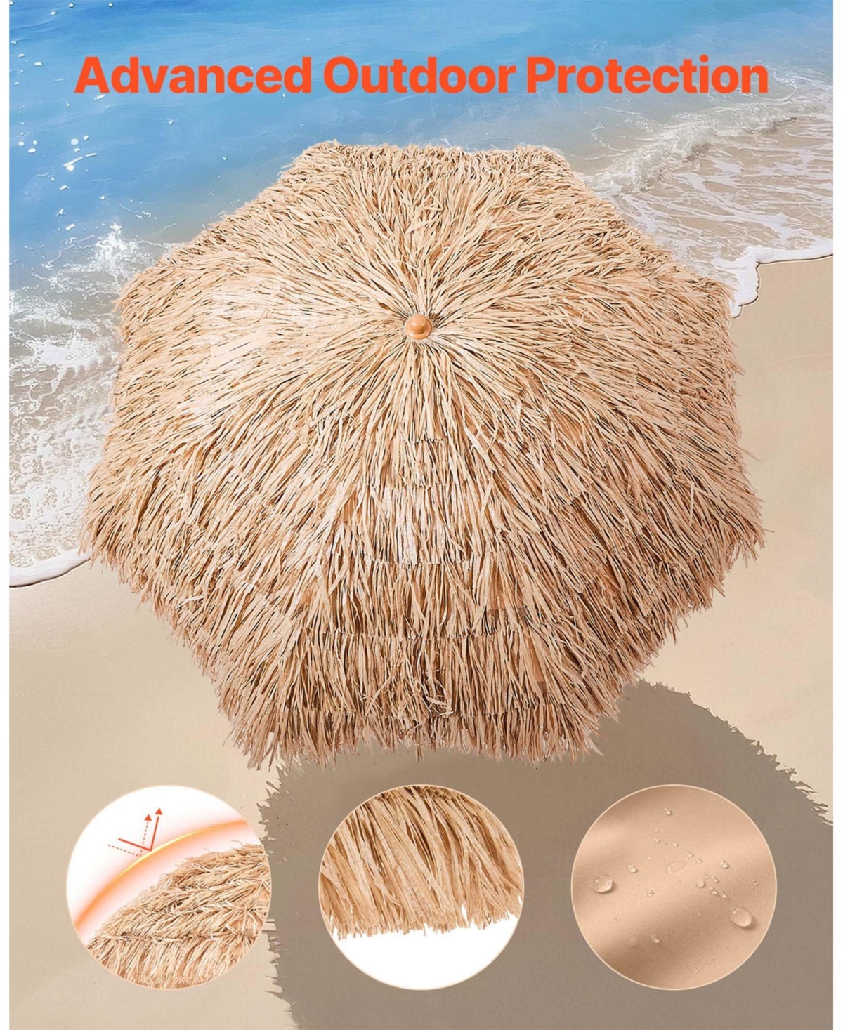 Slickblue Outdoor Tiki Thatched Umbrella for Patio, Pool